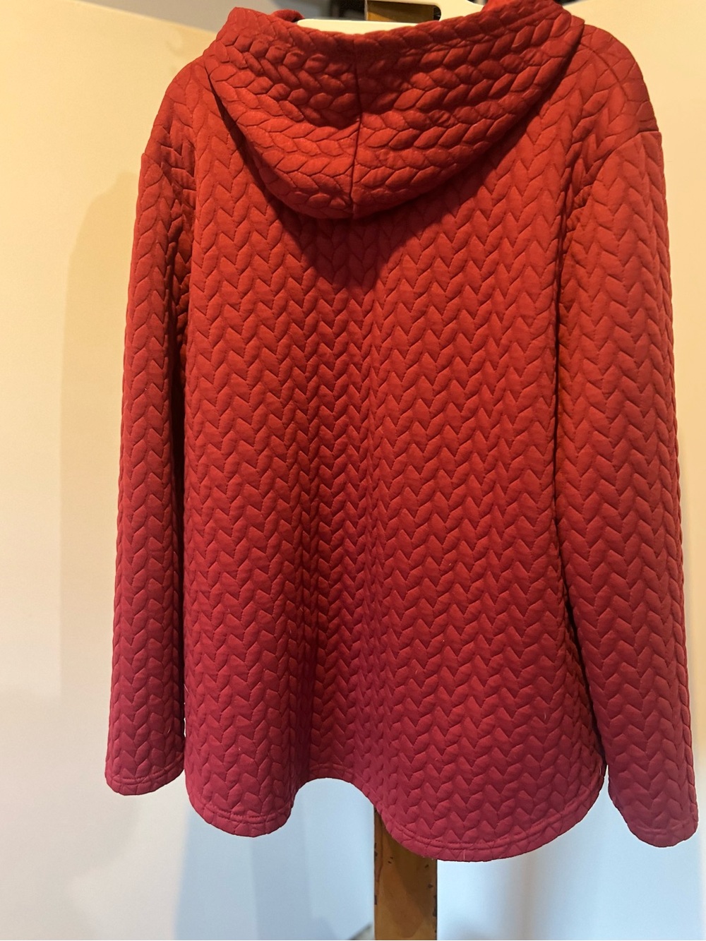 Quilted Hooded Button-Front Jacket - Deep Red - Picture 2 of 4
